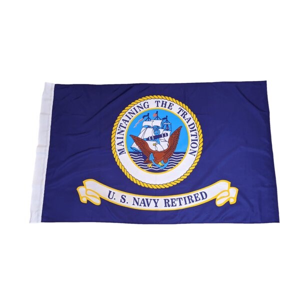 Navy Retired Indoor E Poly Flag 3'x5'